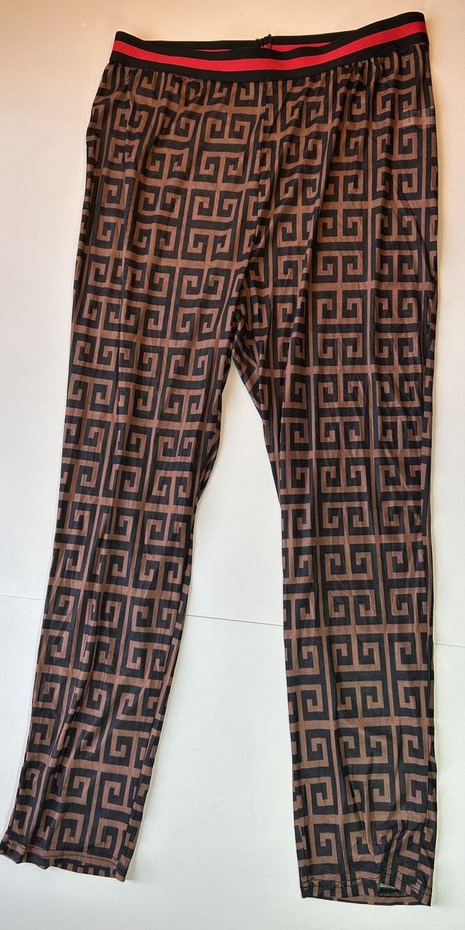 Printed Stretch Leggings Pants Greek Key Pattern 2X